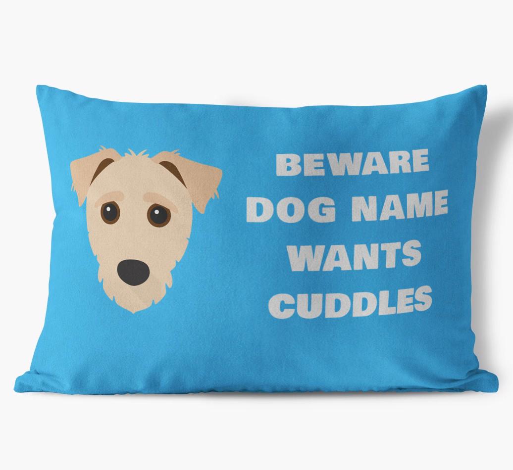 Beware of Cuddles: Personalized {breedFullName} Soft Touch Pillow