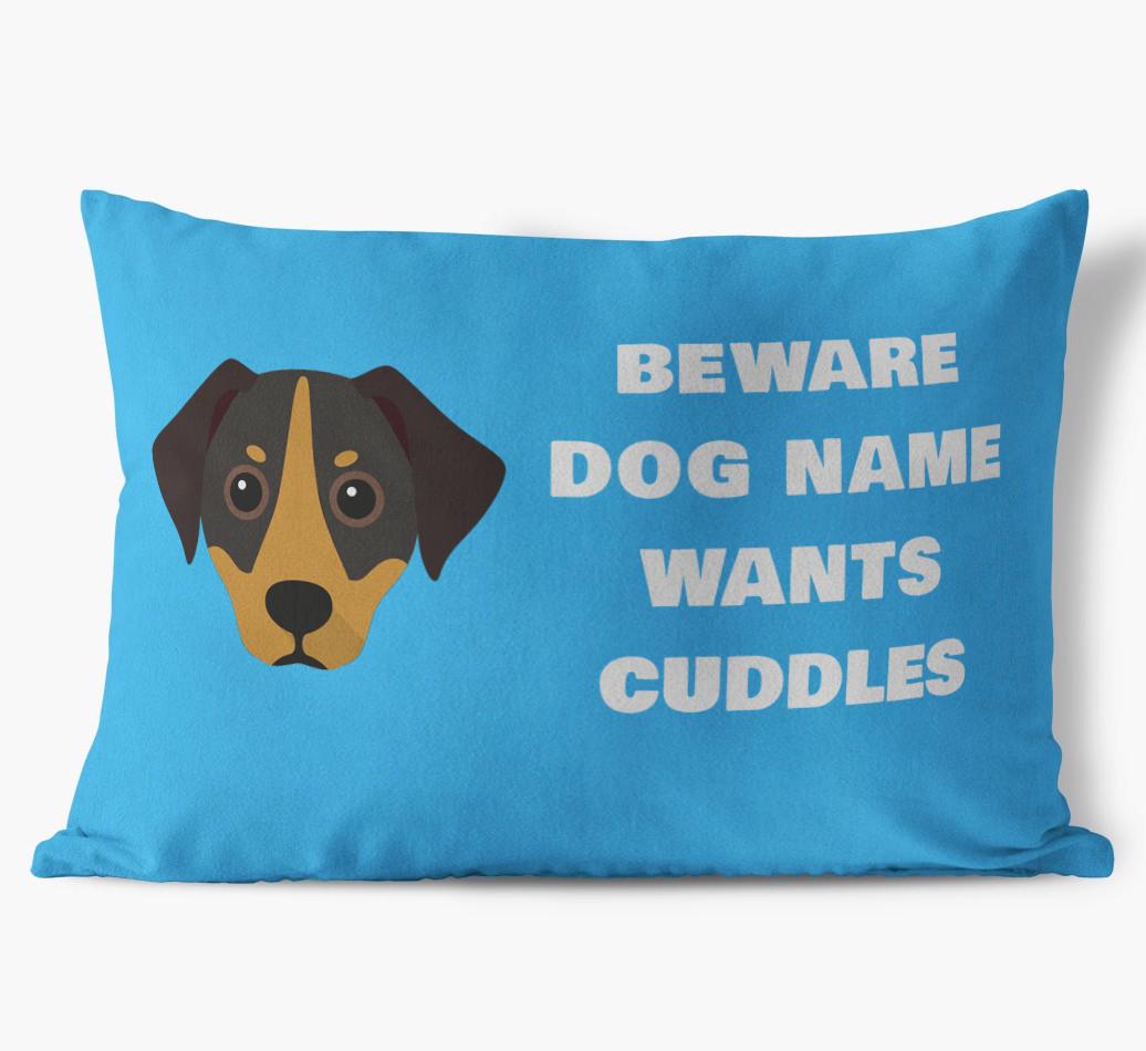 Beware of Cuddles: Personalized {breedFullName} Soft Touch Pillow
