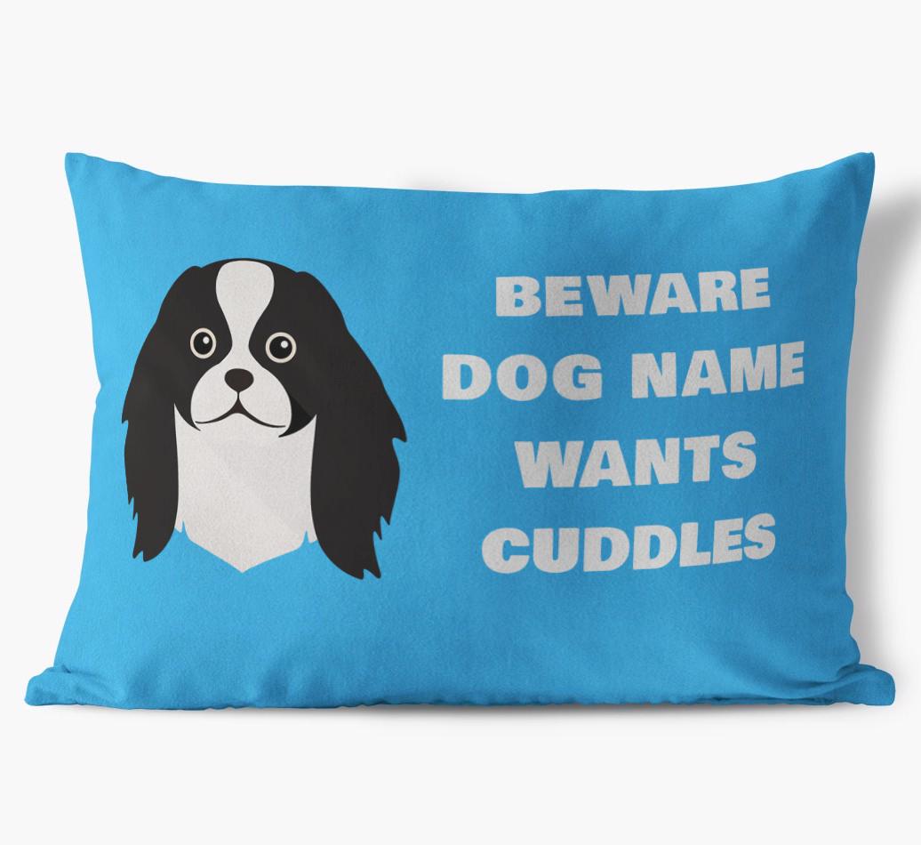 Beware of Cuddles: Personalized {breedFullName} Soft Touch Pillow
