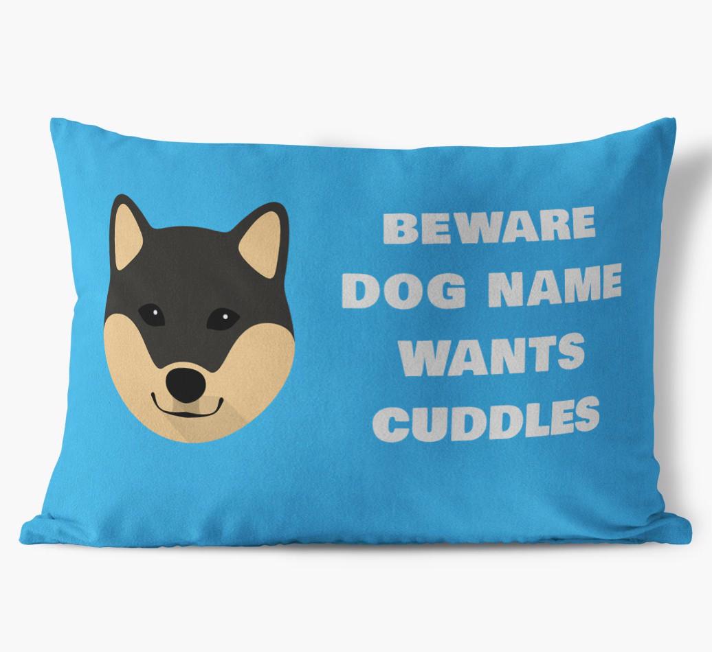 Beware of Cuddles: Personalized {breedFullName} Soft Touch Pillow