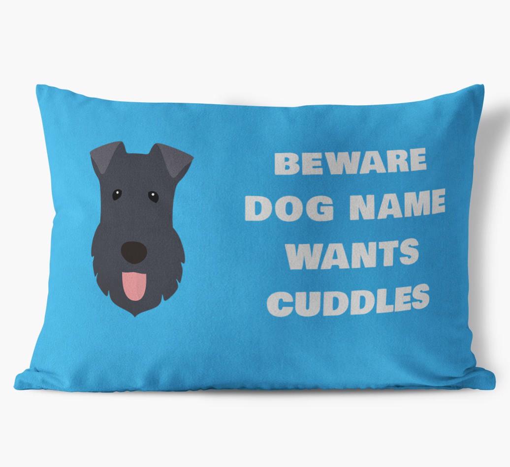 Beware of Cuddles: Personalized {breedFullName} Soft Touch Pillow