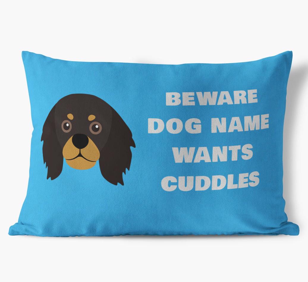 Beware of Cuddles: Personalized {breedFullName} Soft Touch Pillow