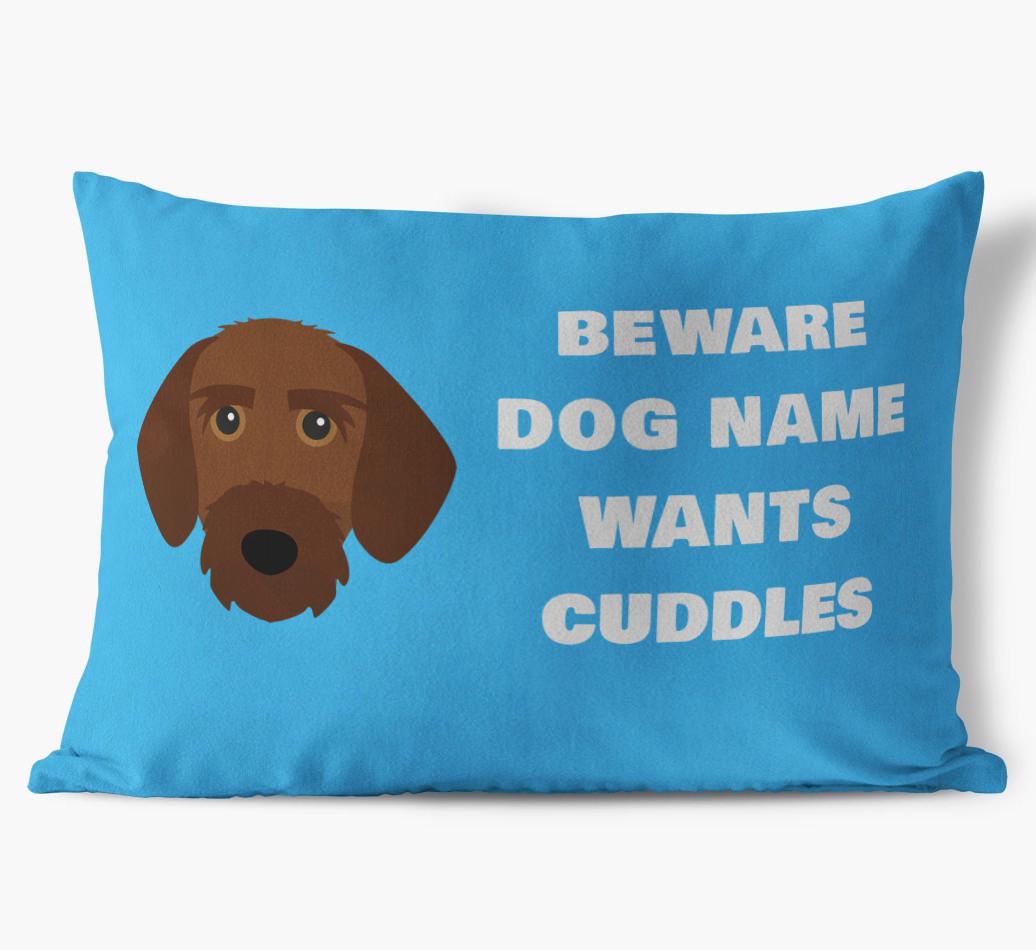 Beware of Cuddles: Personalized {breedFullName} Soft Touch Pillow