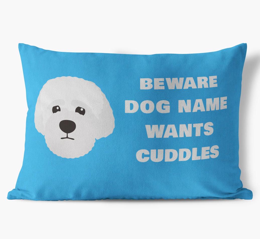 Beware of Cuddles: Personalized {breedFullName} Soft Touch Pillow