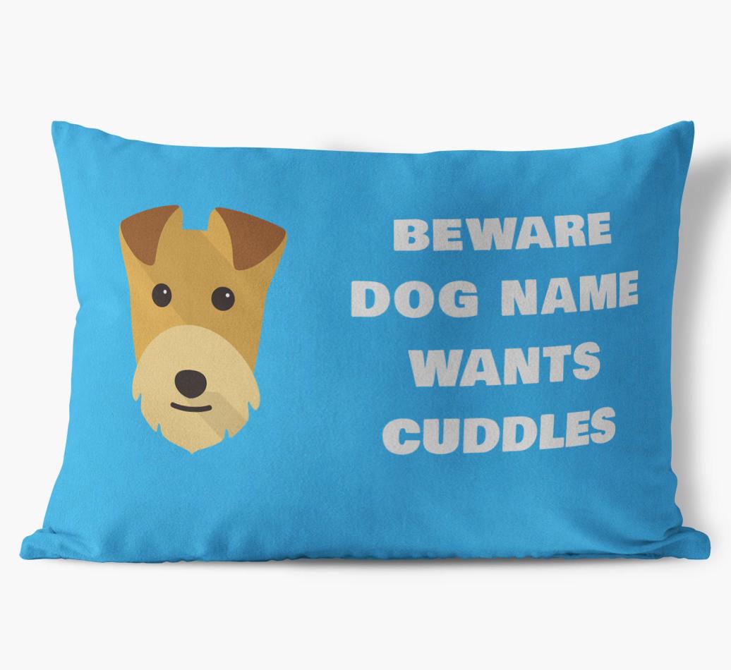 Beware of Cuddles: Personalized {breedFullName} Soft Touch Pillow