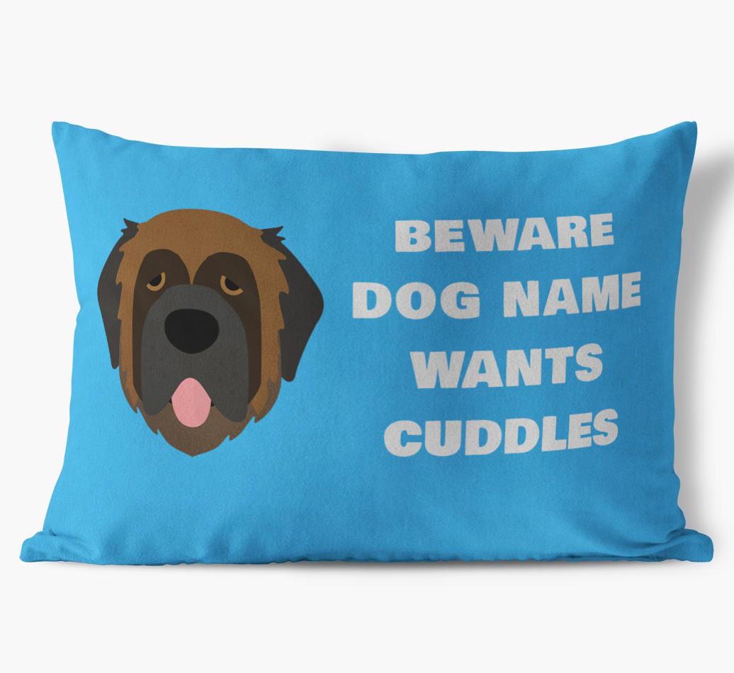 Beware of Cuddles: Personalized {breedFullName} Soft Touch Pillow