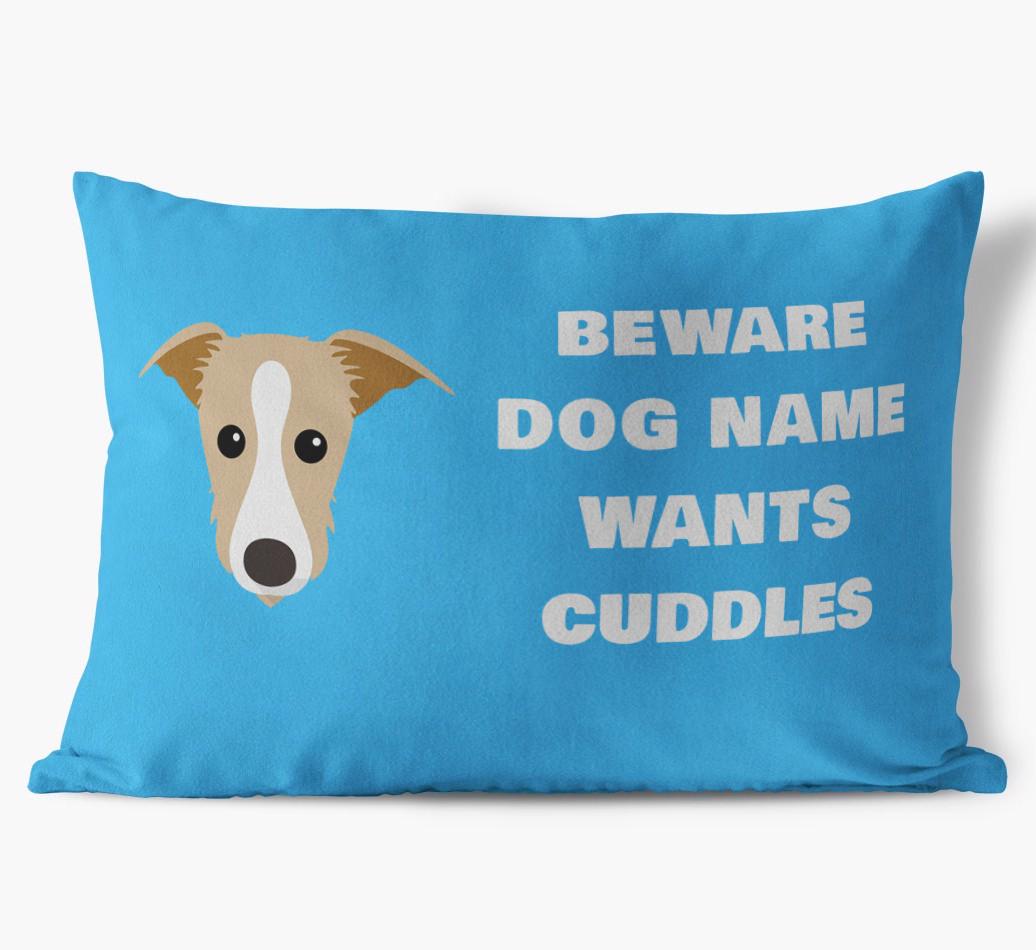 Beware of Cuddles: Personalized {breedFullName} Soft Touch Pillow