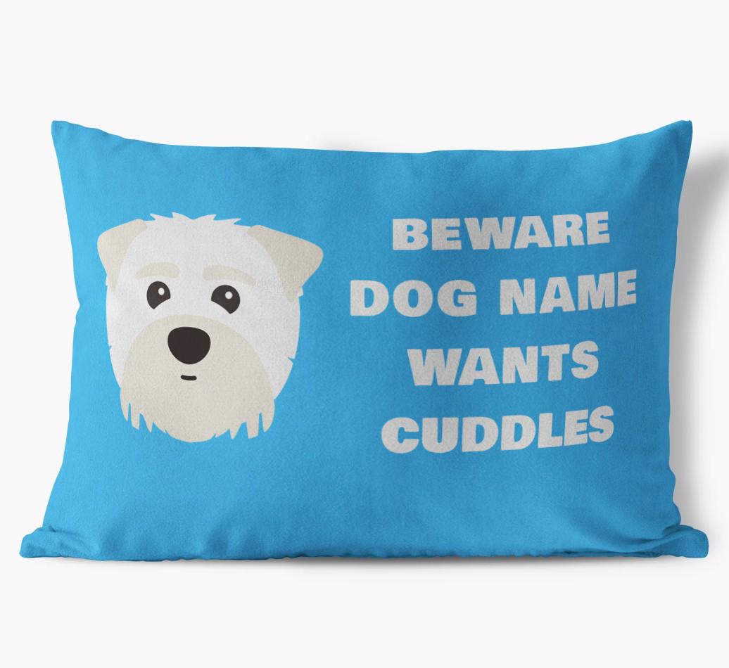 Beware of Cuddles: Personalized {breedFullName} Soft Touch Pillow