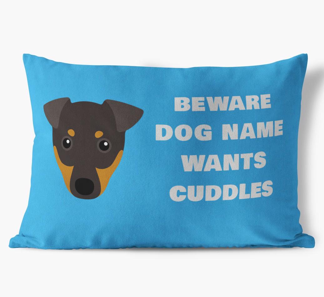 Beware of Cuddles: Personalized {breedFullName} Soft Touch Pillow