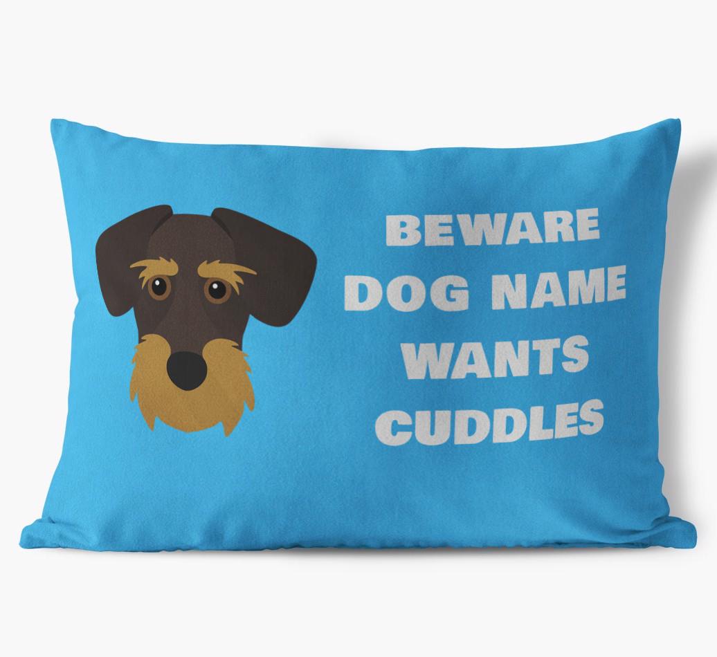 Beware of Cuddles: Personalized {breedFullName} Soft Touch Pillow