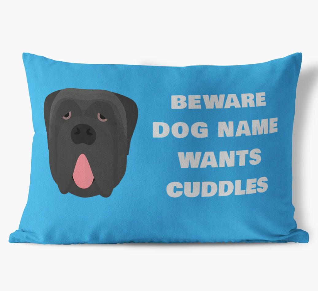 Beware of Cuddles: Personalized {breedFullName} Soft Touch Pillow