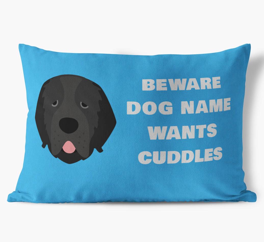 Beware of Cuddles: Personalized {breedFullName} Soft Touch Pillow