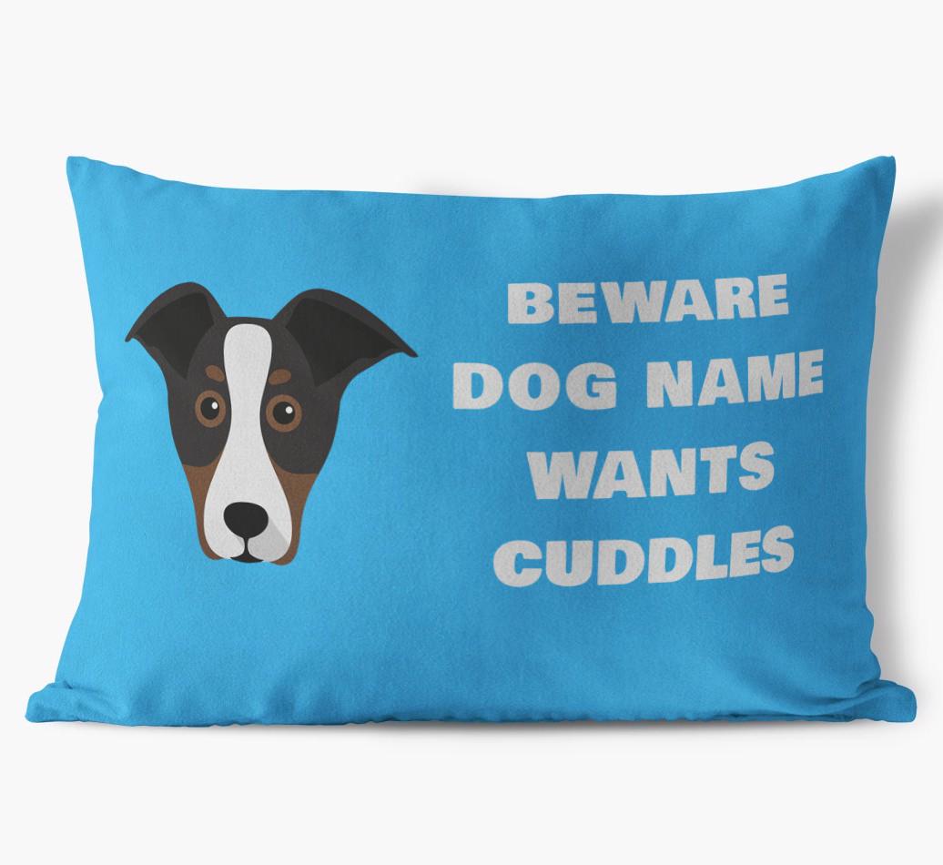 Beware of Cuddles: Personalized {breedFullName} Soft Touch Pillow