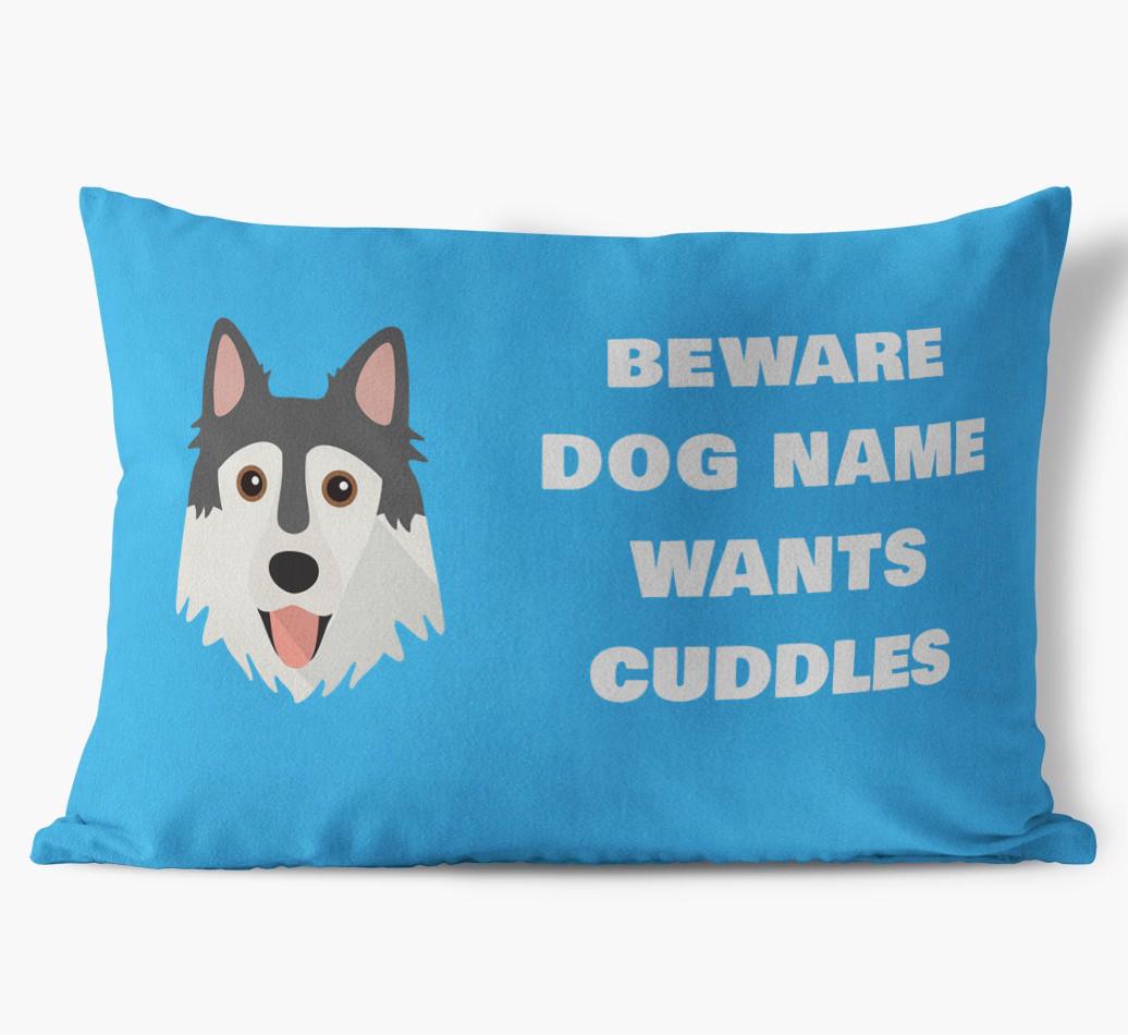 Beware of Cuddles: Personalized {breedFullName} Soft Touch Pillow