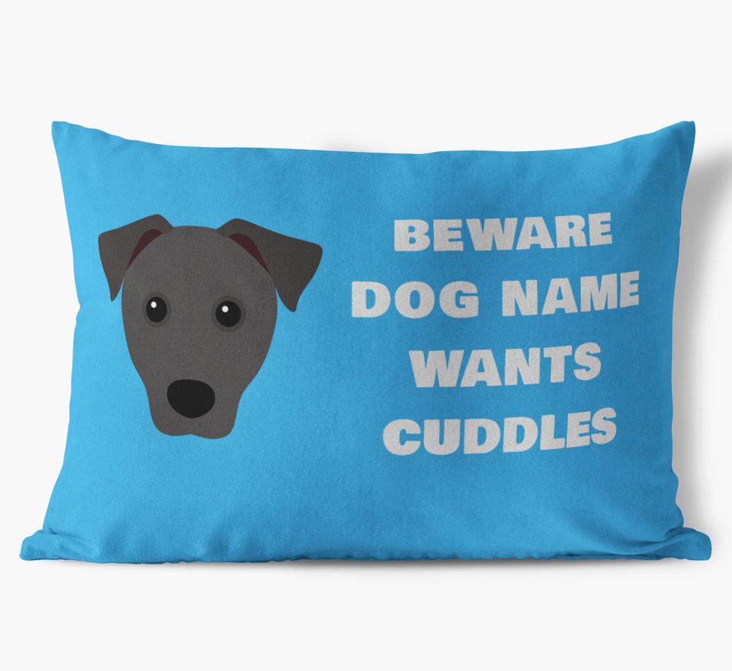 Beware of Cuddles: Personalized {breedFullName} Soft Touch Pillow