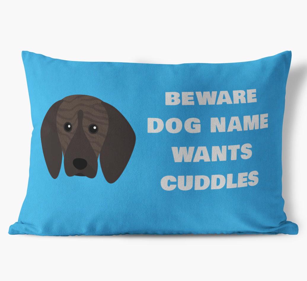 Beware of Cuddles: Personalized {breedFullName} Soft Touch Pillow