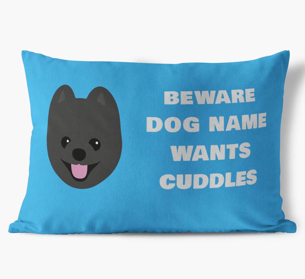 Beware of Cuddles: Personalized {breedFullName} Soft Touch Pillow