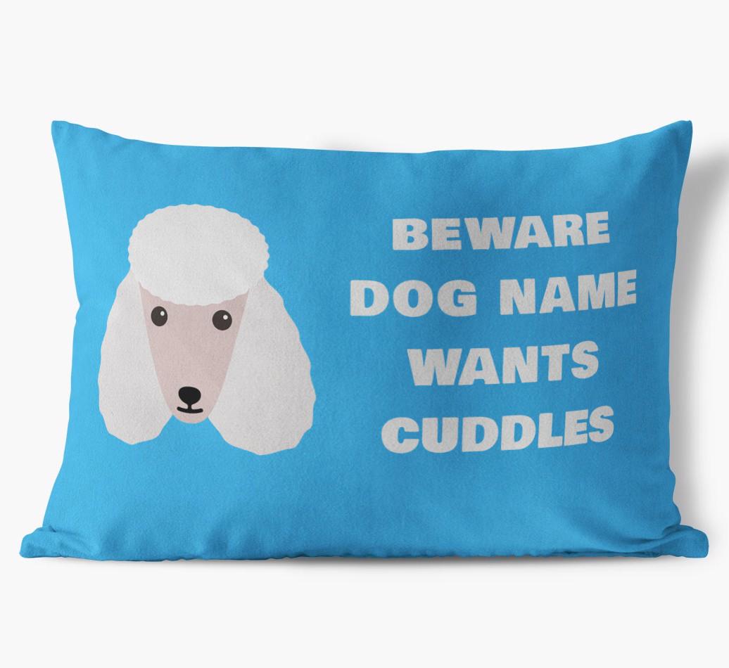 Beware of Cuddles: Personalized {breedFullName} Soft Touch Pillow