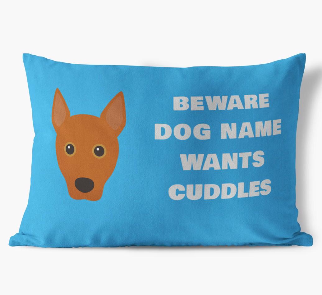 Beware of Cuddles: Personalized {breedFullName} Soft Touch Pillow