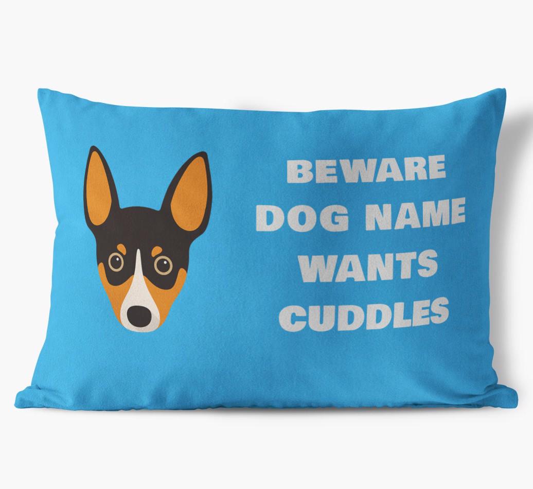 Beware of Cuddles: Personalized {breedFullName} Soft Touch Pillow