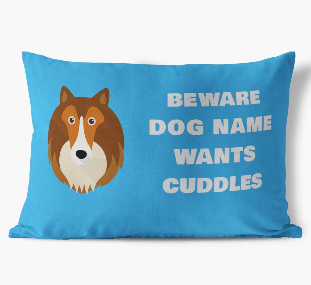 Beware of Cuddles: Personalized {breedFullName} Soft Touch Pillow