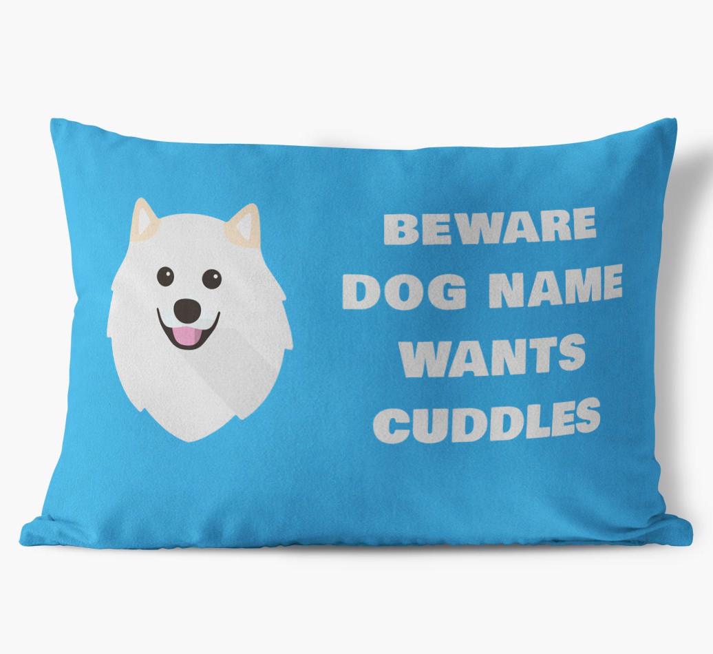 Beware of Cuddles: Personalized {breedFullName} Soft Touch Pillow