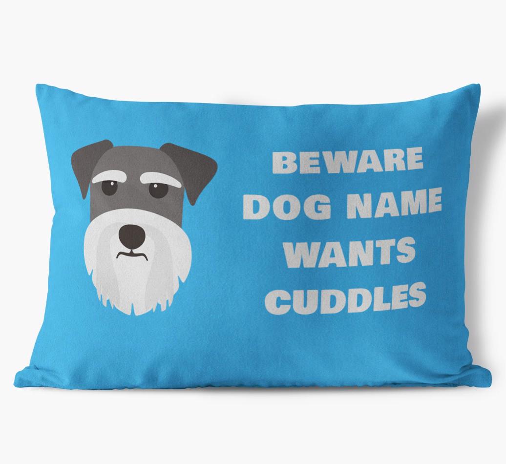 Beware of Cuddles: Personalized {breedFullName} Soft Touch Pillow