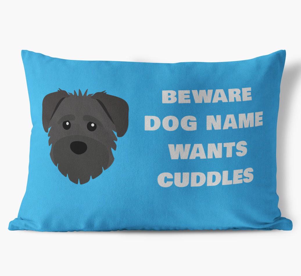 Beware of Cuddles: Personalized {breedFullName} Soft Touch Pillow