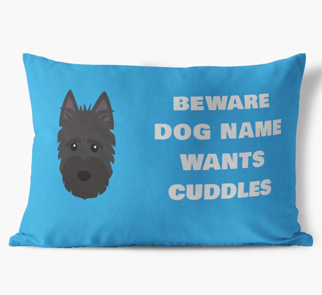 Beware of Cuddles: Personalized {breedFullName} Soft Touch Pillow