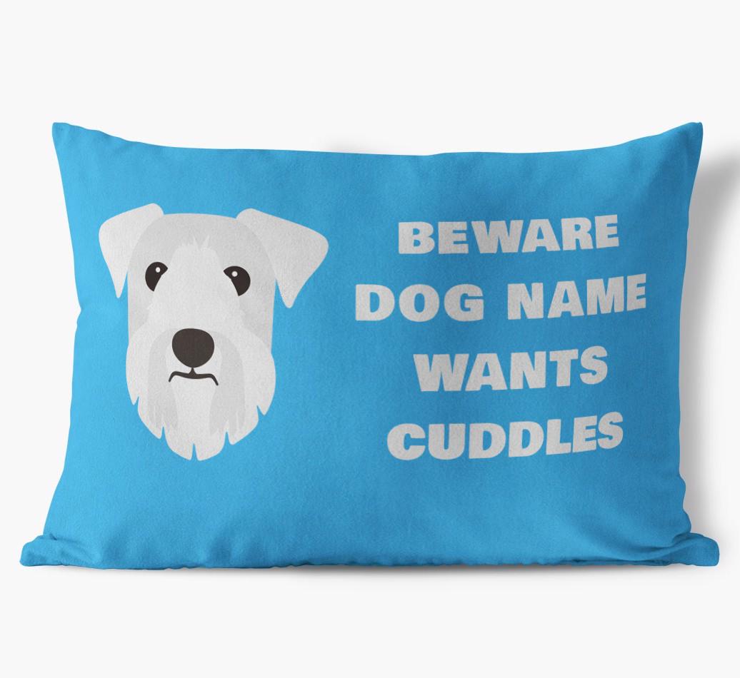Beware of Cuddles: Personalized {breedFullName} Soft Touch Pillow