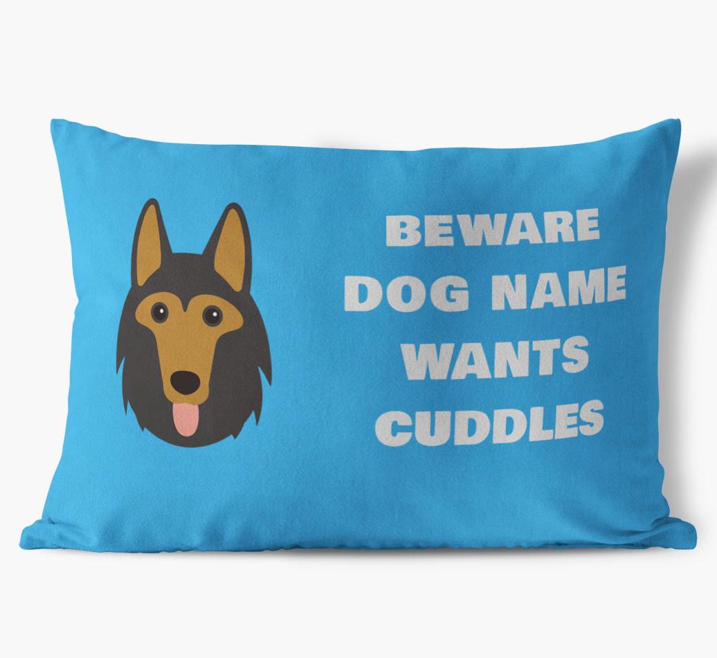 Beware of Cuddles: Personalized {breedFullName} Soft Touch Pillow