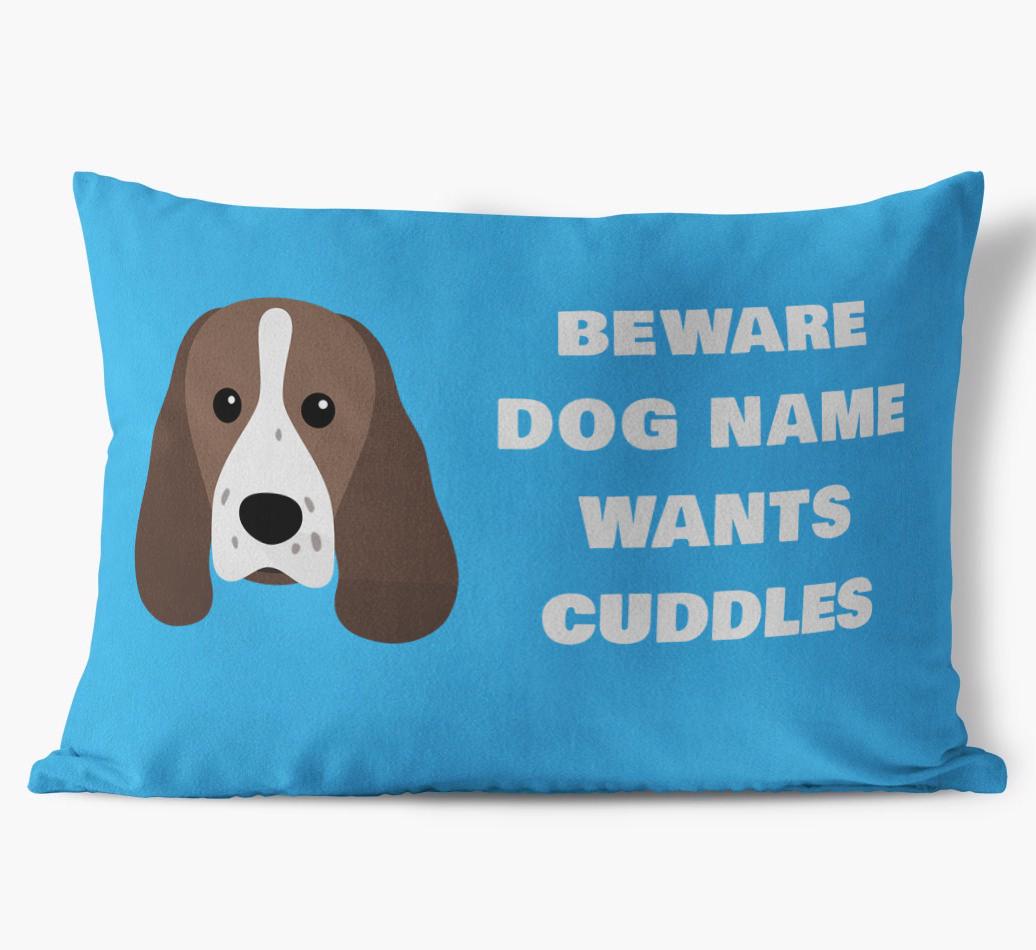 Beware of Cuddles: Personalized {breedFullName} Soft Touch Pillow