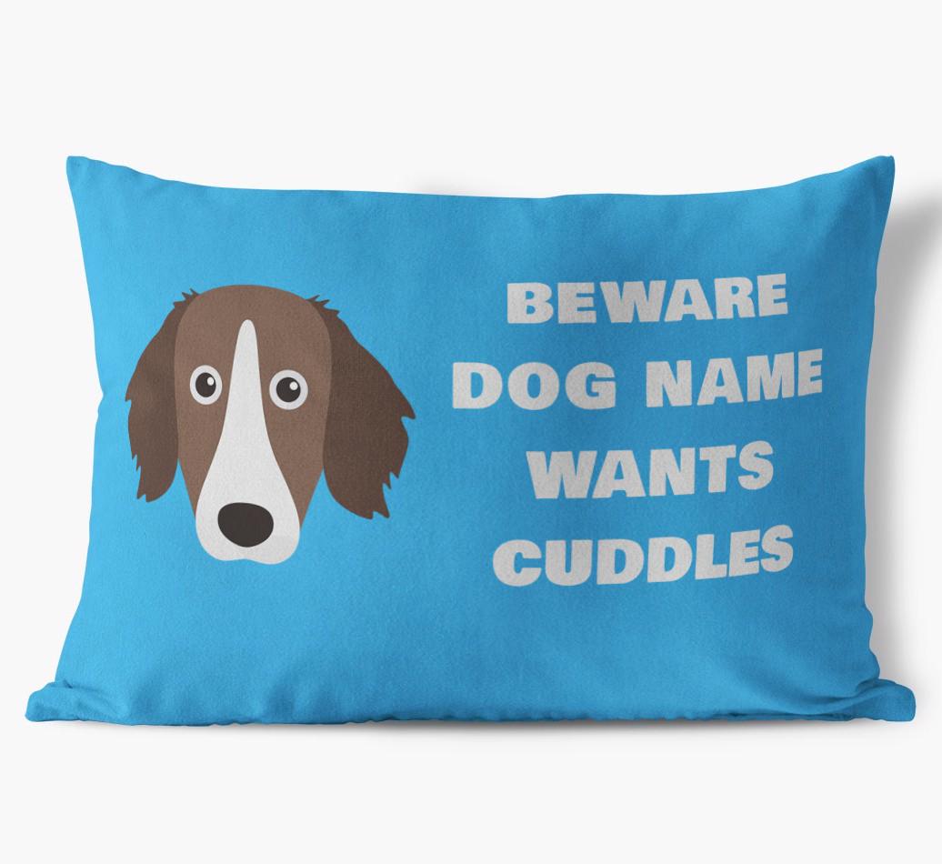Beware of Cuddles: Personalized {breedFullName} Soft Touch Pillow