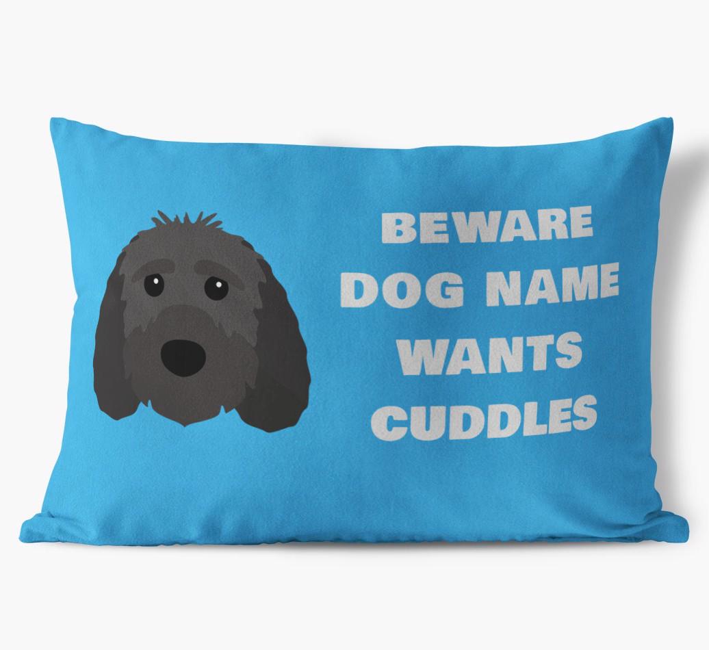 Beware of Cuddles: Personalized {breedFullName} Soft Touch Pillow