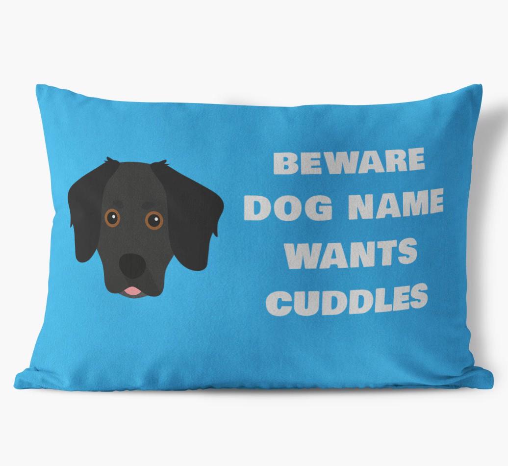 Beware of Cuddles: Personalized {breedFullName} Soft Touch Pillow