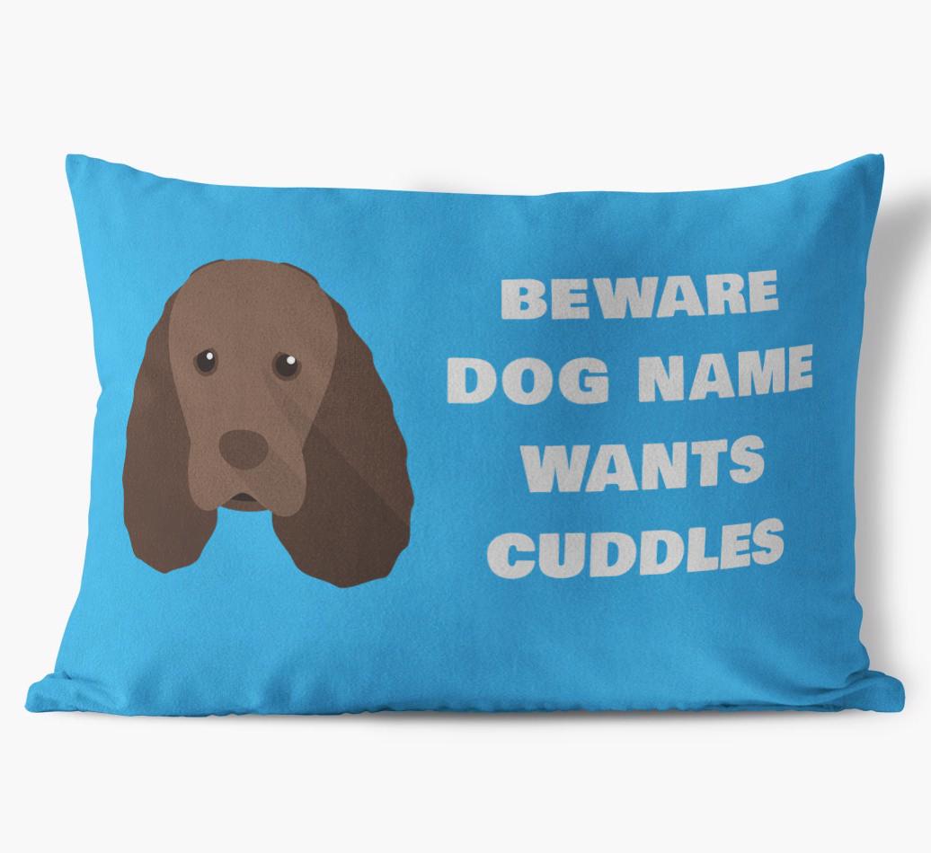 Beware of Cuddles: Personalized {breedFullName} Soft Touch Pillow
