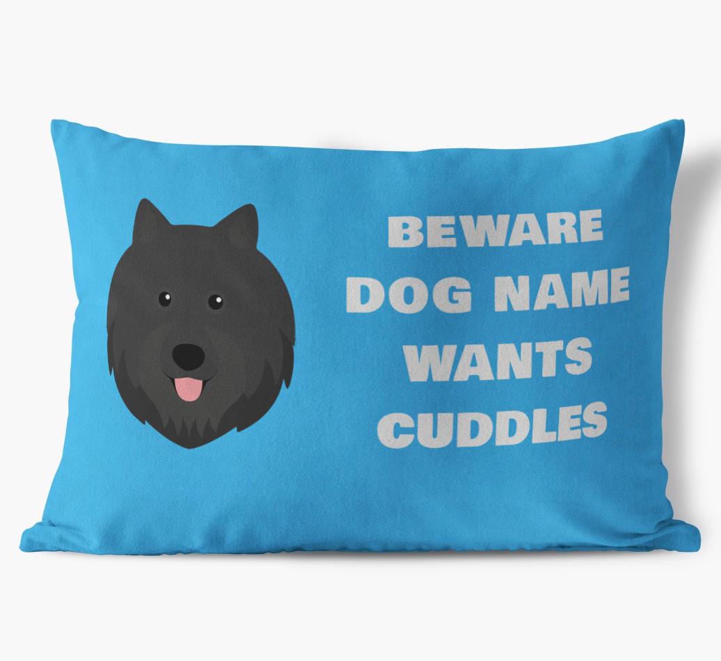 Beware of Cuddles: Personalized {breedFullName} Soft Touch Pillow