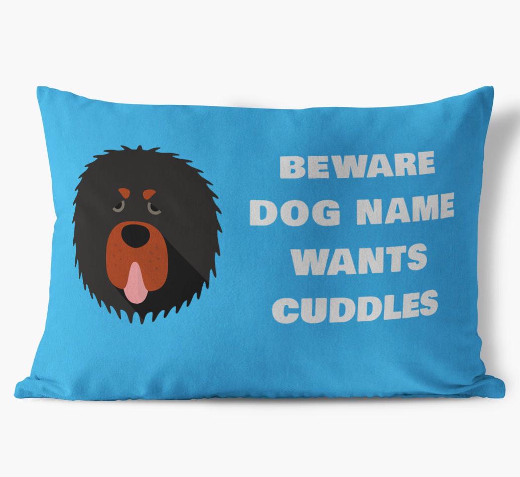 Beware of Cuddles: Personalized {breedFullName} Soft Touch Pillow