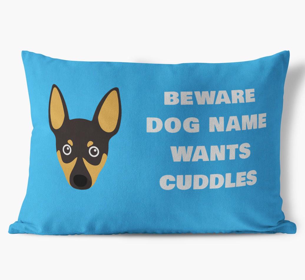 Beware of Cuddles: Personalized {breedFullName} Soft Touch Pillow