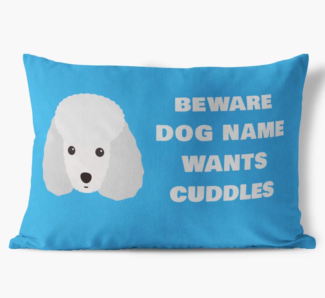 Beware of Cuddles: Personalized {breedFullName} Soft Touch Pillow