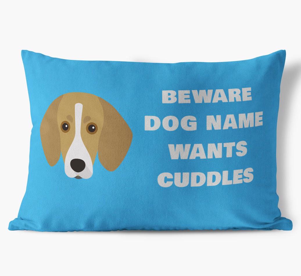 Beware of Cuddles: Personalized {breedFullName} Soft Touch Pillow