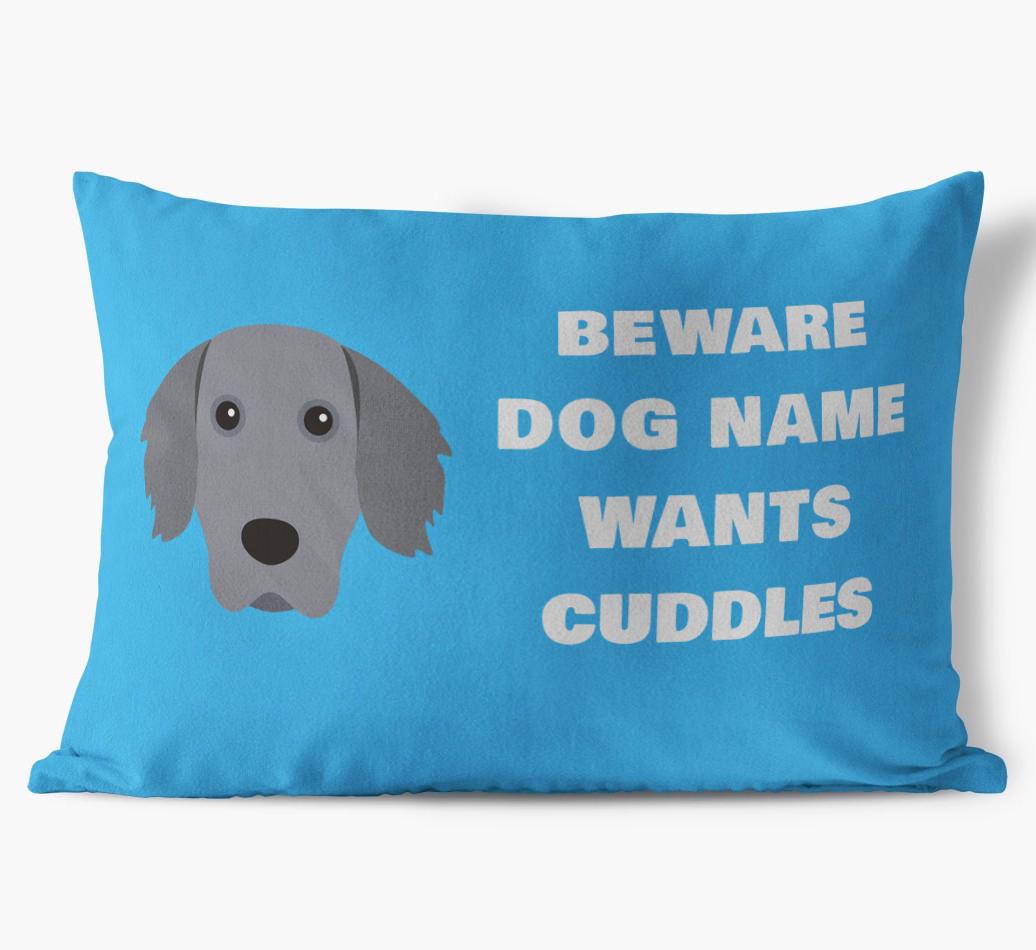 Beware of Cuddles: Personalized {breedFullName} Soft Touch Pillow