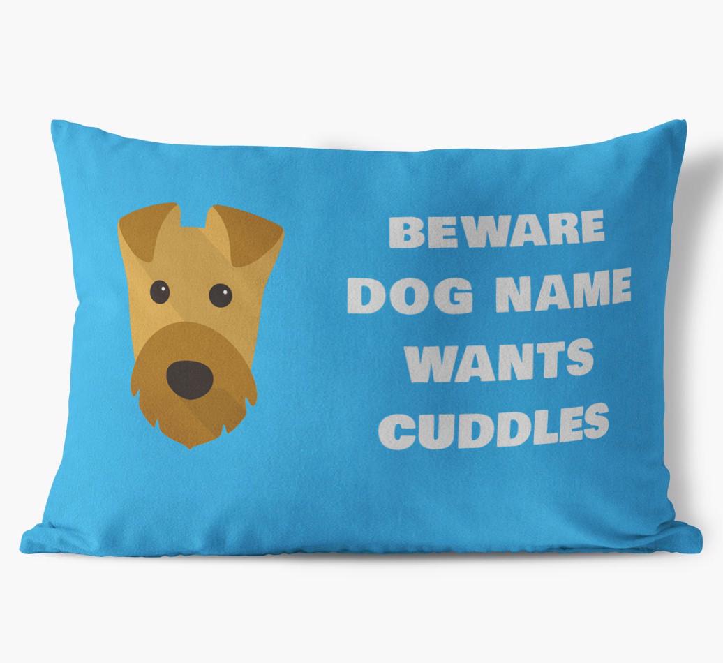 Beware of Cuddles: Personalized {breedFullName} Soft Touch Pillow
