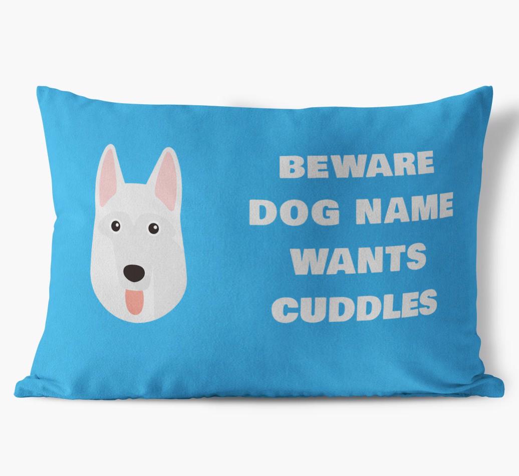 Beware of Cuddles: Personalized {breedFullName} Soft Touch Pillow