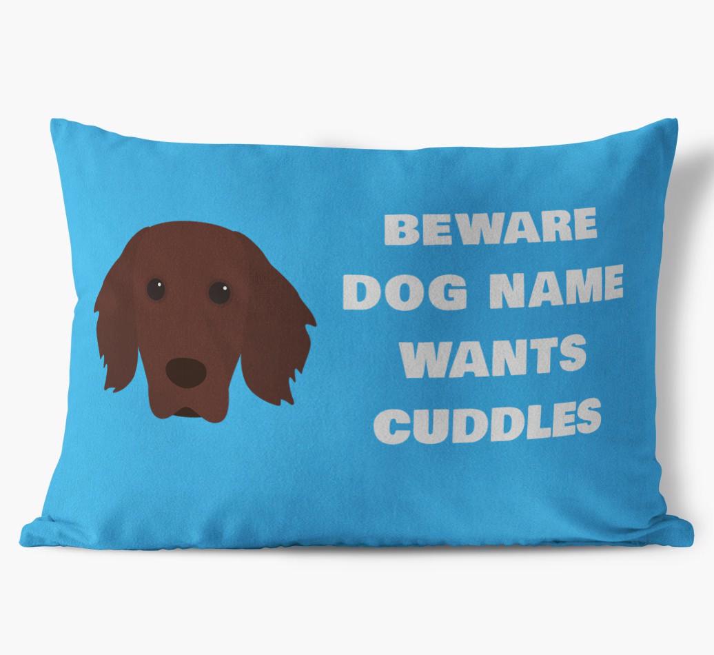 Beware of Cuddles: Personalized {breedFullName} Soft Touch Pillow