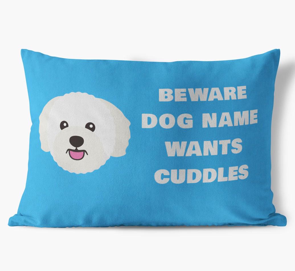 Beware of Cuddles: Personalized {breedFullName} Soft Touch Pillow