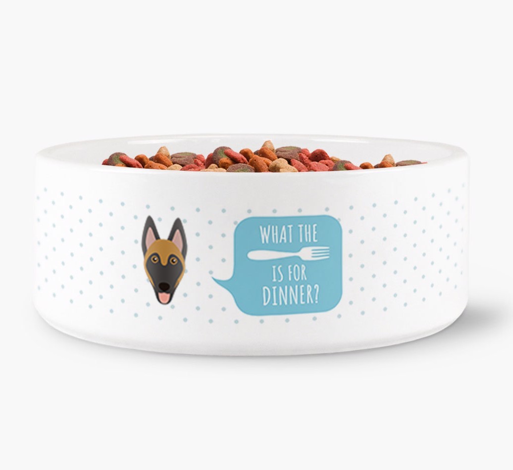 'What's For Dinner?' - Personalized Dog Bowl for your {breedFullName}