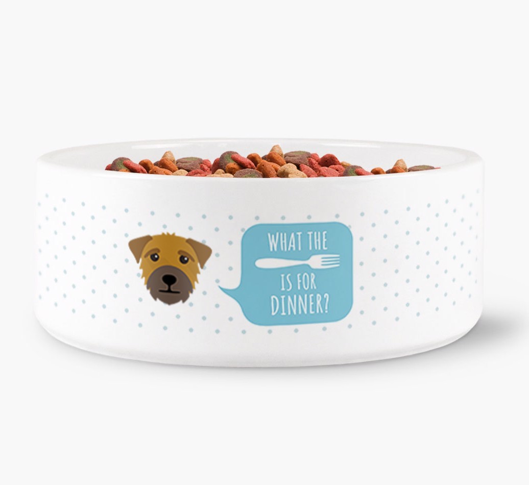 'What's for dinner?' Dog Bowl for your {breedFullName}
