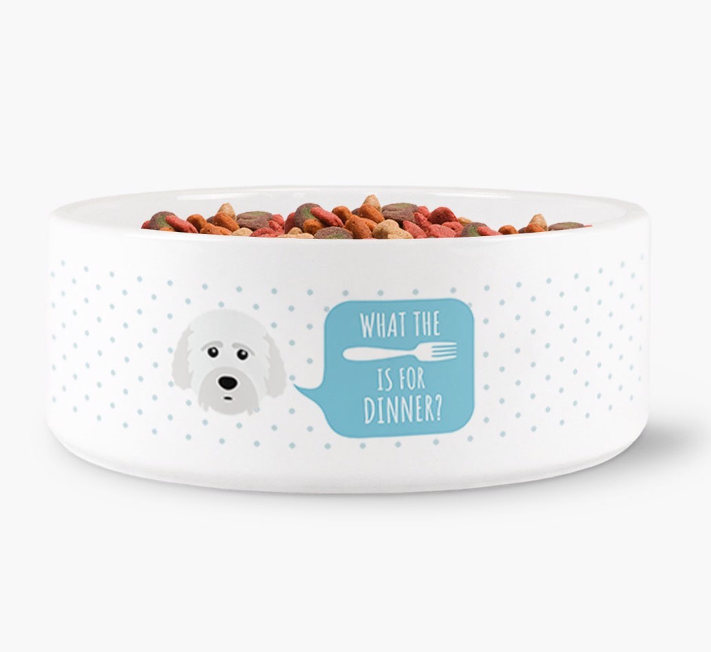 'What's For Dinner?' - Personalized Dog Bowl for your {breedFullName}