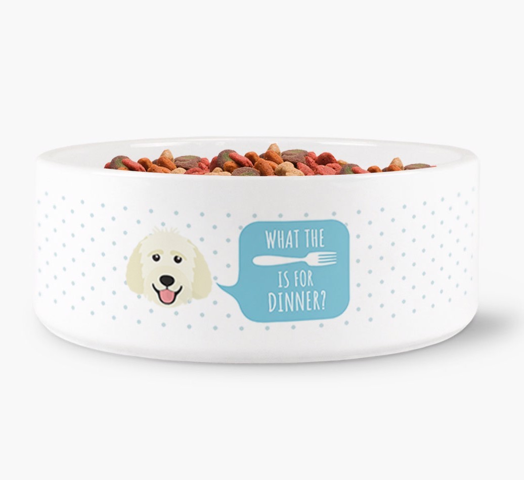 'What's For Dinner?' - Personalized Dog Bowl for your {breedFullName}